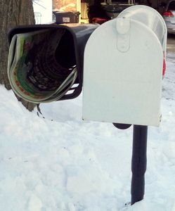 Black mailbox newspaper tube